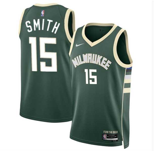 Men%27s Milwaukee Bucks #15 Tyler Smith Green 2024 Draft Icon Edition Stitched Basketball Jersey Dzhi->milwaukee bucks->NBA Jersey
